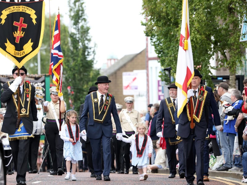 Leading the Lurgan Royal Black District Chapter No 2 parade in Bangor on Saturday.