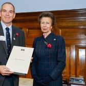 Richard Robinson of County Antrim Yacht Club with the Princess Royal at the RYA awards ceremony. Photo credit: the Royal Yachting Association