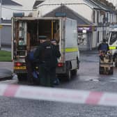 Police pictured at the scene of a security alert in the Shankill Street of Lurgan. Picture: Pacemaker Press.