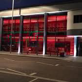 Mid Ulster’s civic buildings lit up in red on Wednesday.
