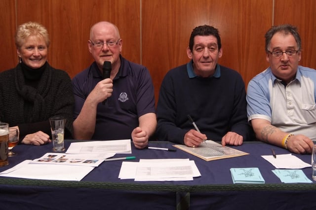 Irene Murray, Richard Small, Eamon Murray and Benny Magowan keep the show on the road at a Bushmills Distillery table quiz in aid of the RNLI Lifeboat at Portstewart Golf Club in 2010