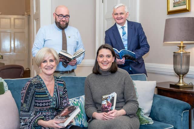 Laura Gilmour, Port Director, Larne Port; Tom McKay, Harbour Master at Larne Port; Katherine Allen, Head of Events at Magheramorne Estate and Stephen Walker. Festival Curator. Picture: released by Magheramorne Estate.