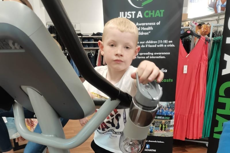Young cyclist is helping out a local charity, Just A Chat which was set up to raise awareness and combat the stigma of mental health for youths. The participants have cycled 282 miles to raise vital funds at a special event in Portadown’s Asda.