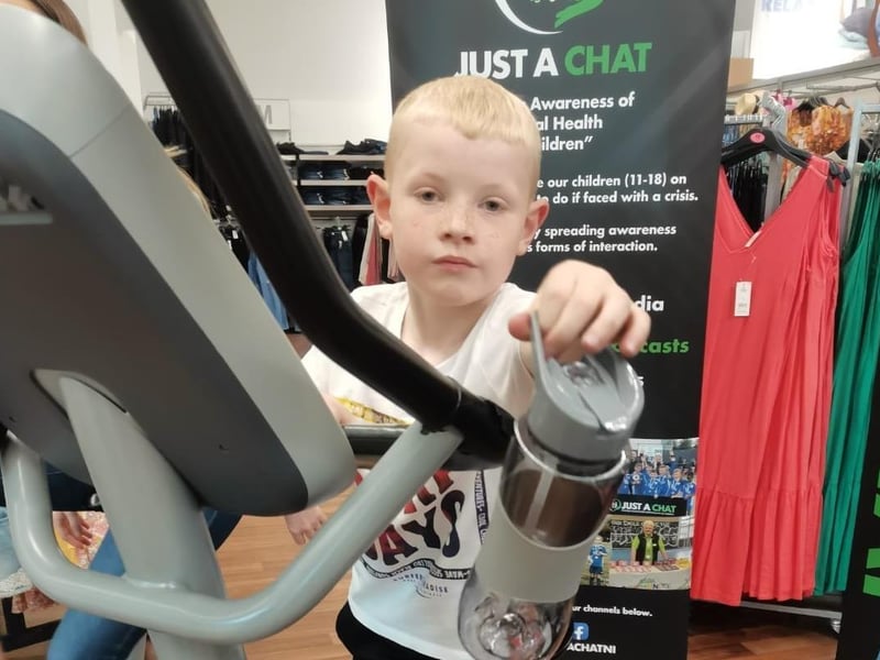 Young cyclist is helping out a local charity, Just A Chat which was set up to raise awareness and combat the stigma of mental health for youths. The participants have cycled 282 miles to raise vital funds at a special event in Portadown’s Asda.