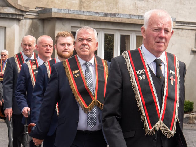 RBP members pictured at the Sham Fight and demonstration in Scarva on Saturday. TH 104.
