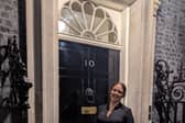 Yamin Geddis, founder of Zachary Geddis Break the Silence Trust mental health services in Coleraine, at 10 Downing Street, representing the community sector at the Northern Ireland Celebration of Culture government reception. Credit ZGBTST