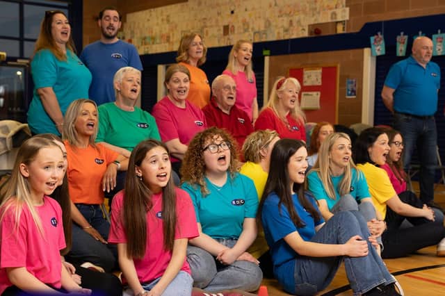 The cast of Ballywillan Drama Group's 'Best of Broadway and the West End 3' concerts in rehearsals.