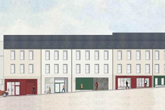 The architect's documentation argues that the proposed design for the new buildings restores the traditional character of Scotch Street, Dungannon. Credit: Mid Ulster District Council planning portal