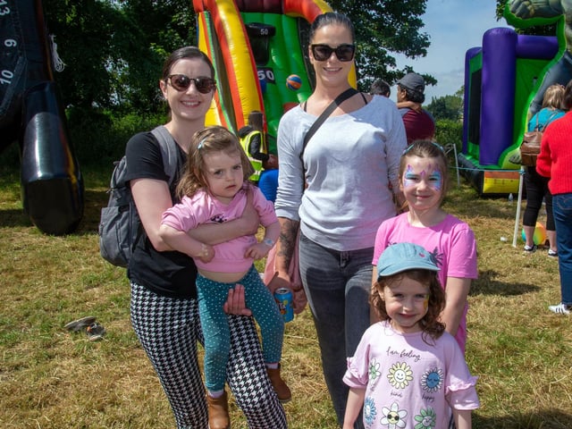 Pictured at the annual Drumcree Parish Garden Fete on Saturday are from left, Donna Millington and daughter Sophia (2), Tanya Lesnovska and daughter Naomi (7) and Georgia Millington (4). PT23-225.