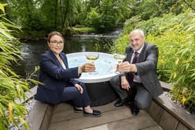 Galgorm has announced a £3 million investment - unveiling a major guestroom refurbishment programme and plans for a nature-immersive Forest Spa Garden. Pictured left to right are Emma Garrett, Galgorm Spa Operations Manager, and Colin Johnston, Galgorm Collection Managing Director. Picture: released by Galgorm Collection