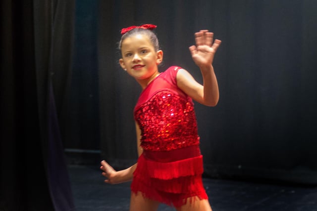 Sophie Murphy in action in the Novice Tap Solo 7-8 years competition at Portadown Dance Festival. PT18-201.