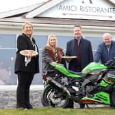 Amici Ristorante directors, Ana Morelli and Mark Hamilton, join the Briggs Equipment North West 200’s Emir McLaughlin and Mervyn Whyte to announce the Portstewart restaurant’s sponsorship of the Thursday evening Superstock race at this year’s event.  Credit Pacemaker Press