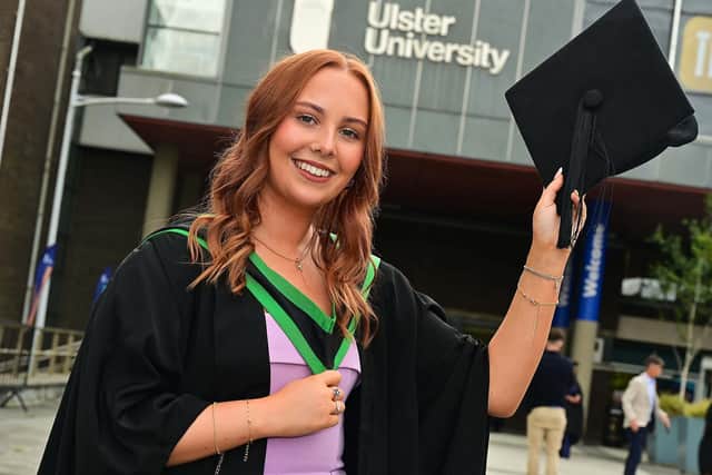 Graduate Saffron Montgomery pictured on graduation day at Ulster University's Coleraine campus. Picture: Arthur Allison / Pacemaker Press.