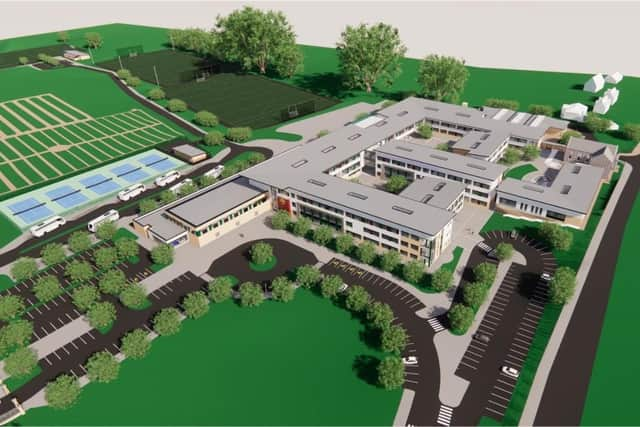 Construction work on a new £56million campus for St Ronan’s College, Lurgan has officially got underway on Friday with the cutting of the first sod at the 36-acre site at Cornakinnegar Road.