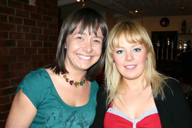 Joanne McMullan and Pauline Smylie who were taking part in a Trek for CEDAR Foundation pictured at a table quiz held in the Bush Tavern, Ballymoney in 2008