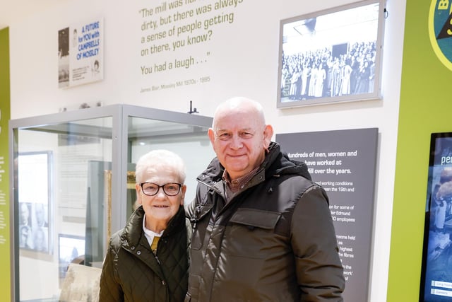 Former Mill employee, James Blair, and his wife Marlene enjoying the Museum at The Mill reopening event.