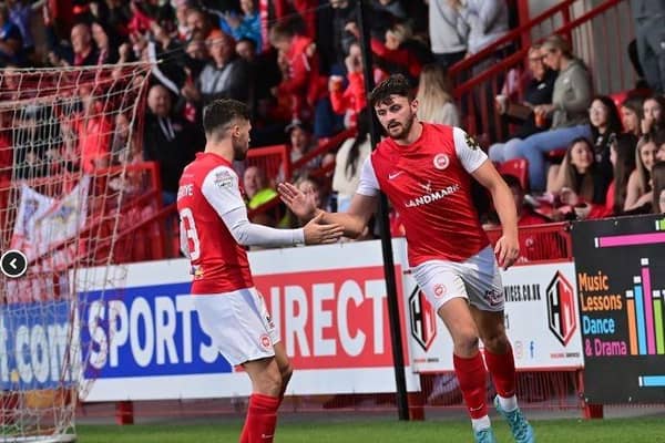 Lee Bonis opened the scoring for Larne. (Colm Lenaghan/Pacemaker Press).