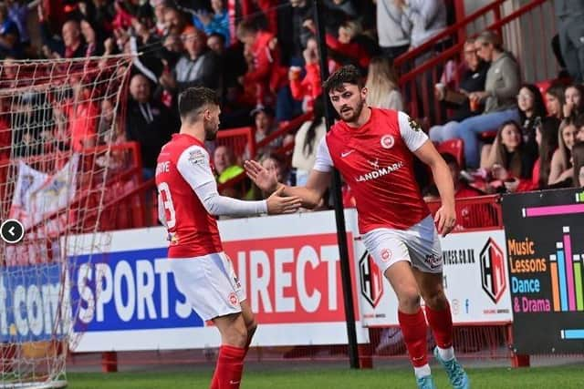 Lee Bonis opened the scoring for Larne. (Colm Lenaghan/Pacemaker Press).