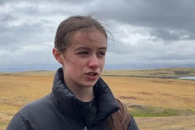 Magherafelt school girl Abbie during her recent trip to the Falkland Islands.