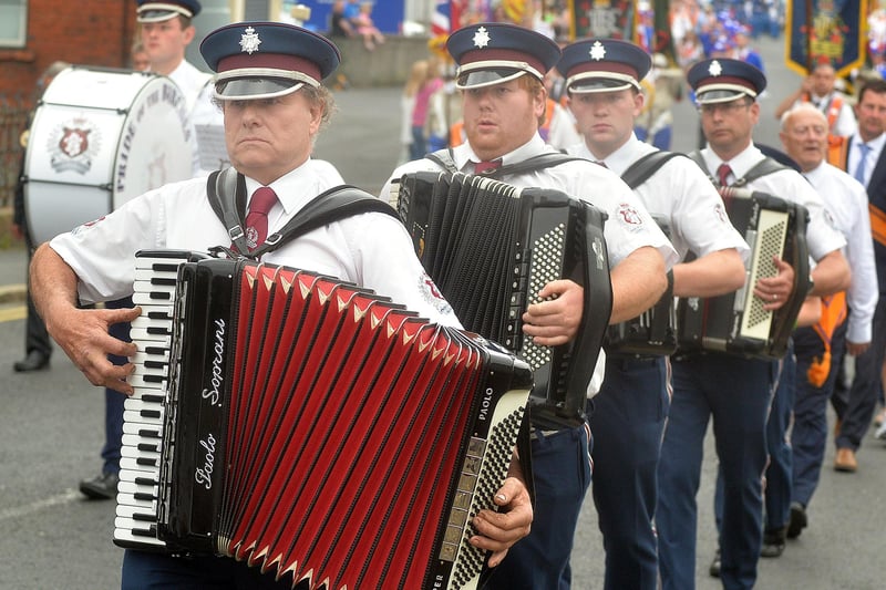 Pride of the Birches Accordion Band taking part in the parade. PT24-261.