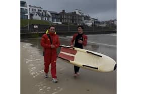 RNLI lifeguards Cameron Leighton and Ethan Hill. CREDIT RNLI/Treasa NiBhraonain