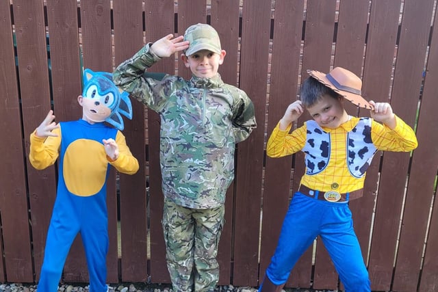 Jack, Joel and Thomas as a soldier, Woody and Sonic.