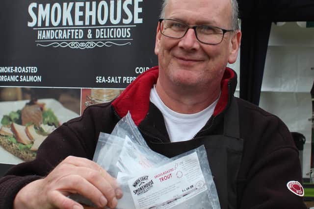 Artisan Ruairidh Morrison of Northcoast Smokehouse produces delicately smoked salmon, other fish and condiments in his kiln at Ballycastle