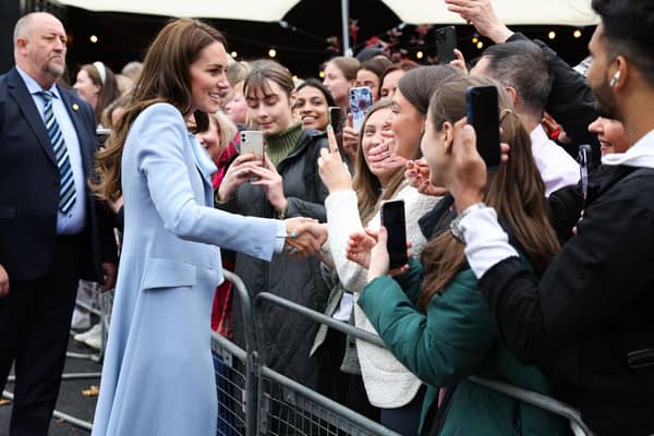 The Princess of Wales was popular with the crowd at Trademarket in Belfast city centre during a visit in October 2022. Picture: Kelvin Boyes / Press Eye.
