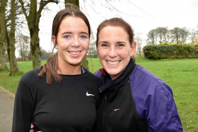 Roisin, left, and Joan Melanophy from St Peter's AC, Lurgan, pictured before Sunday's Charity Fun Run. LM13-212.