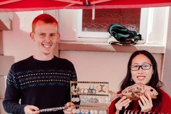 Matthew and Caron from Lake and Oak Coppersmithing with their one of a kind jewellery and sculptures.