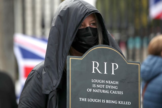 One of the campaigners taking part in Saturday's march and rally in Belfast.