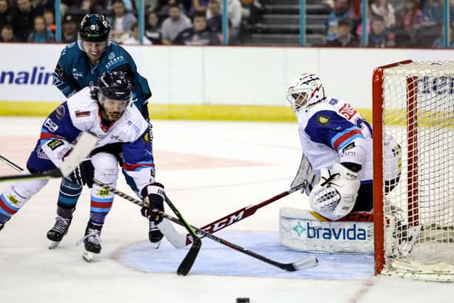 The Stena Line Belfast Giants have today announced the signing of American left-winger, Elijiah Barriga, pictured in blue and white of the Dundee Stars, ahead of the forthcoming 2023/24 season. Photo by William Cherry/Presseye