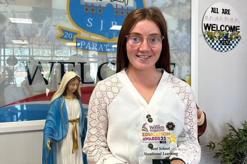 Miss Sinéad McCartan - Head of Vocational Subjects with the award for Excellence in Vocational Learning