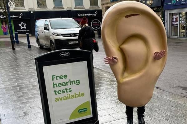 No, you don't need an eye test...that IS a giant ear in Coleraine Town Centre promoting Specsavers' free hearing tests