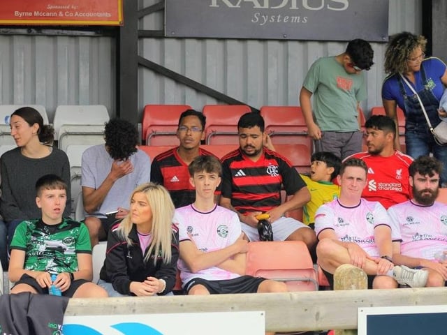 Spectators and teams look at during the Lurgan Against Racism 5-a-side tournament and fun day.