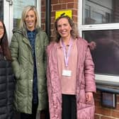 Carla Lockhart MP with ​youth workers Eimear and Sarah.