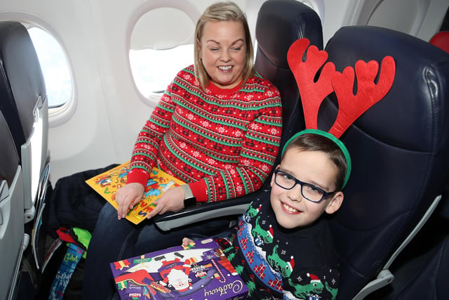 Aidan Mc Donnell with mum Lucy from Glenravel on their way to Lapland.