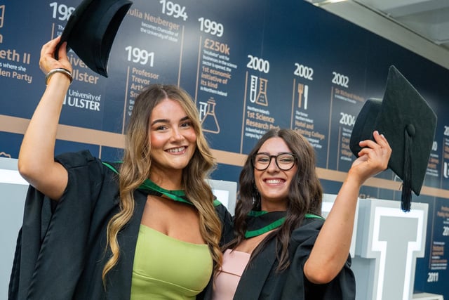 Graduates enjoying the moment at Coleraine on Friday morning.