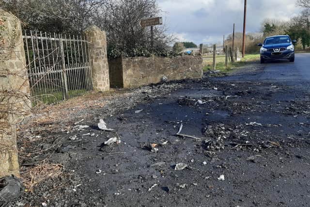 Police received a report of a car fire on the Bluestone Road, Craigavon, Co Armagh on Tuesday, 28th February at approximately 12.35pm.