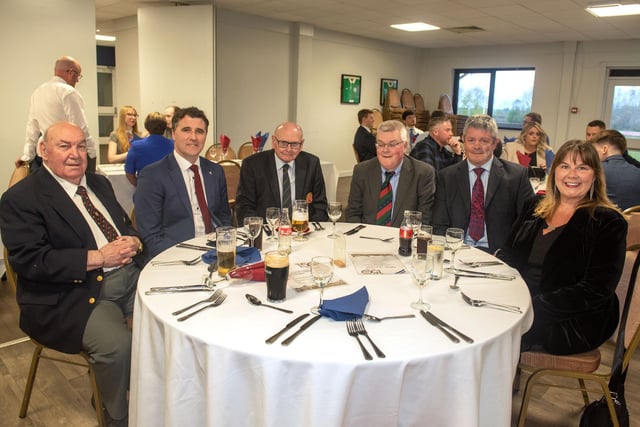 Looking forward to a great night are from left, Tom Irwin, Kyle McCallen, Bryan Milford, Jeremy Burrows and Craig and Grainne Irwin. PT15-234.