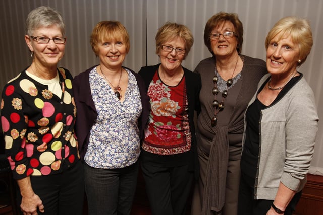 Shop volunteers Phyllis Michael, Lorna Dane, Paddy Shaw, Sheela McGrath and Yvonne Orr pictured during the Save The Children Fashion Show at Coleraine Rugby Club back in October 2009