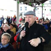 Hugo Duncan presenting his BBC Radio Ulster show at the fair.