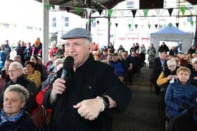 Hugo Duncan presenting his BBC Radio Ulster show at the fair.