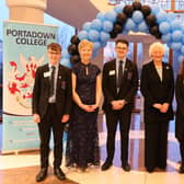 Principal Miss Gillian Gibb and Lady Mary Peters marking a memorable occasion for Portadown College. Picture: Portadown College