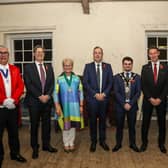Mr. Gary Wilson MC, Brian Waugh Vice Chairman of BWMHC,  His Majesty’s High Sheriff Mrs. Patricia Perry, The Minister of Education Mr. Paul Givan MLA, The Mayor of LCCC Cllr Kurtis Dickson, Mr. Iain Getty His Majesty’s Deputy Lord Lieutenant, Mr. Eddie Carson BWMHC Chairman