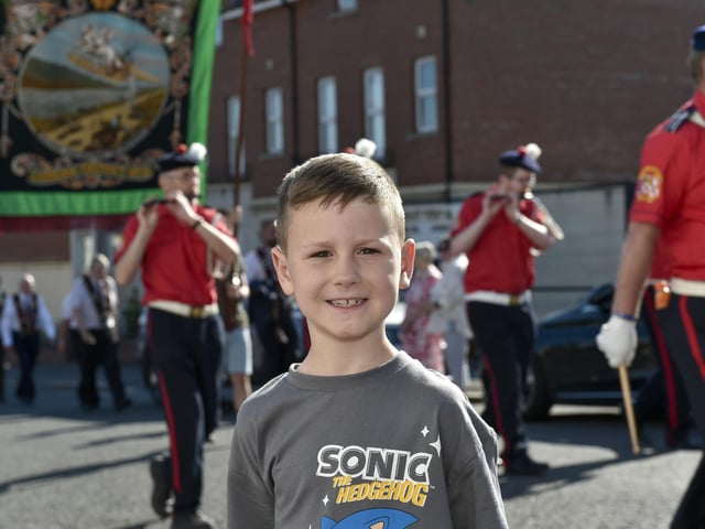 Enjoying the Lurgan Royal Black Institution parade as it makes its way around the town before heading to Bangor for the day.