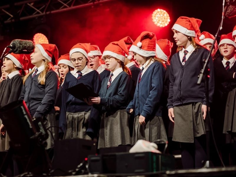 Pupils from Fairview PS performing at Ballyclare's Christmas switch on.