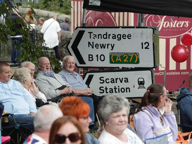 Soaking up the atmosphere in Scarva on Saturday.