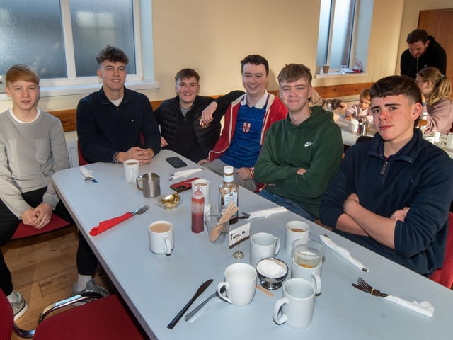 All smiles at the Mavemacullen Accordion Band big breakfast on Saturday.
