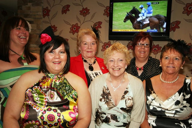 Enjoying the atmosphere during Cheltenham Gold Cup day at the Railway Arms, Coleraine, are Michelle Hutchinson, Mary White, Elaine Dickson, Bernie McMullan, Beth Rodgers, Ellen Dickson back in 2010